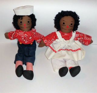 Vintage 18 " Black Raggedy Ann And Andy African American Hand Made Dolls