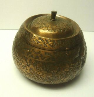 Vintage Copper And Tin Embossed Floral Design Tobacco Humidor,