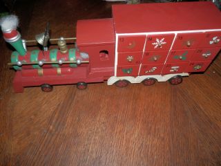 Vintage Wooden Train Set Christmas Advent Calendar With Drawers Holiday Décor