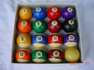 Vintage 2 - 1/4 " Billiard Pool Balls Full Set Quality Balls Real
