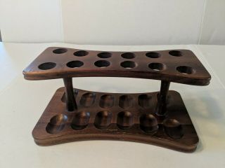 Vintage Solid Wood Smoking Pipe Holder,  Holds 12 Pipes