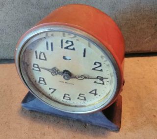 Vintage 1940s Haven Round Bakelite Catalin Butterscotch Small Round Clock