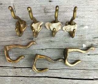 Set of 7 Vintage Brass Coat Hooks 3 