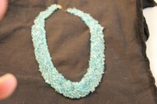 Vintage Blue Green Tourmaline? Stone Bib Style Necklace 925 A Il Necklace 20 "