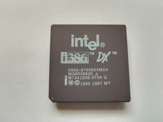 Intel Mg80386 - 20,  Mg8038620,  Intel 386dx,  Rare Military Vintage 386,  Cpu,  Gold