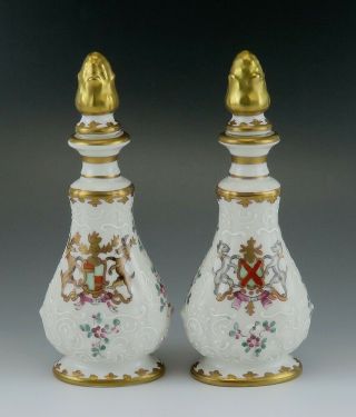 2 Antique Victorian Samson French Hand Painted Porcelain Perfume Bottles