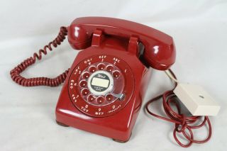 Vintage Red Rotary Phone Telephone Western Electric 500 Old Rare