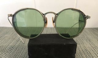 Antique Vintage Ww2 Era Motorcycle Aviator Safety Sunglasses Glasses