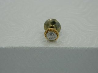 Exquisite Vintage 14k Yellow Gold Diamond Lapel Pin