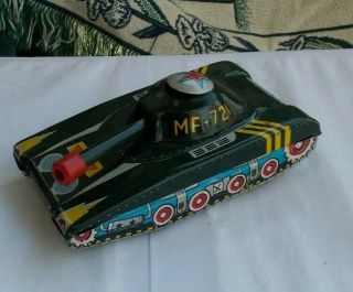 Rare Vintage 6 " Tin Toy Tank Army Mf - 721 Friction Litho Vehicle Collectible Look