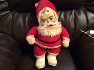 50s Vintage Rushton Rubber Face Christmas Stuffed Santa Claus