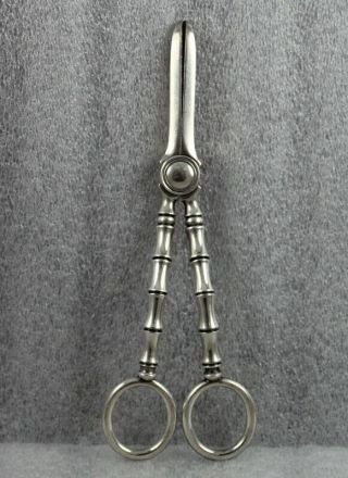 Antique Silver Plated Grape Shears Scissors Bamboo Handles