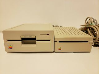 Apple 5.  25 " Floppy Disk Drive A9m0107 & 3.  5 Drive A9m0106 W/ Spare Cables