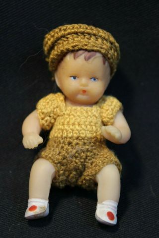 Vintage - Shackman Rubber Doll House Baby Doll - 2.  5 " Miniature Doll