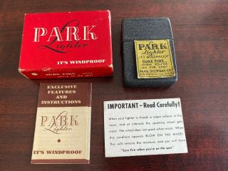 Vintage Park Sherman Wwii Black Crackle Lighter/4 - Barrel Hinge/in Box/very Rare