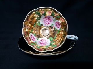 Rare Vintage Queen Anne & Paragon Cup & Saucers Roses Gold
