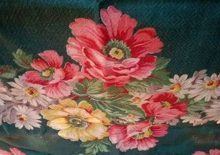 Vintage Barkcloth Panel Colorful Floral 20 " X 38 " Doubled