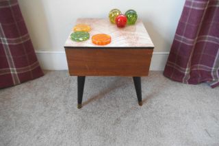 Stylish Handmade Craft / Sewing / Storage Box Side Table - C.  1960 