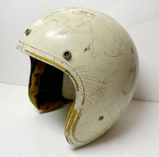 Vintage 1960’s Bell - Toptex 500 - Tx Helmet Open Face White Shell