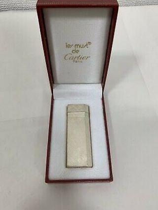 Vintage Cartier Gas Lighter Swiss Made Silver Pentagon Pattern