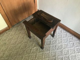 Antique Wood Shoe Shine Stand Kit Cabinet Seat Old Vintage