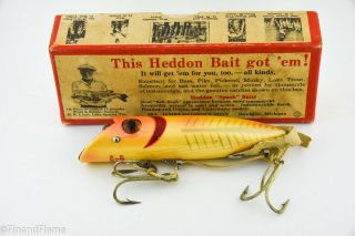 Vintage Heddon King Basser Antique Salmon Lure In Correct Box Great Color Et2