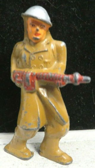 Vintage Barclay Lead Toy Soldier Skier In Brown No Skis B - 137