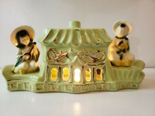 Mid Century Tv Lamp Vintage Oriental Kitsch Shelf Night Table Light Asian