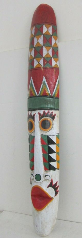 1 Vintage Hand Carved Painted Tribal Wood Mask Sculpture Wall Hanging Multi 38 