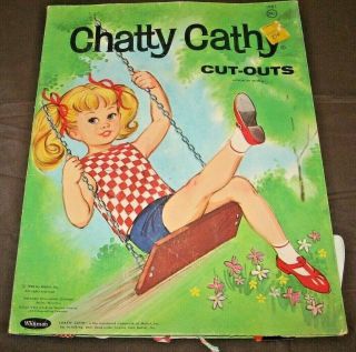 Vntg Chatty Cathy Cut Out Paper Doll,  Lg Chatty Baby,  Tiny Chatty Girl&boy,  Clothes