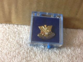 Vintage Fraternal Order Of Eagles Gold Tone Worthy President Enameled Lapel Pin