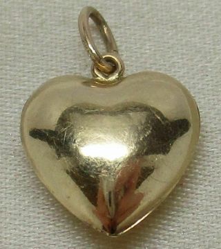 Vintage Solid 14k Yellow Gold Puffy 3d Heart Charm - Gorgeous,  L@@k