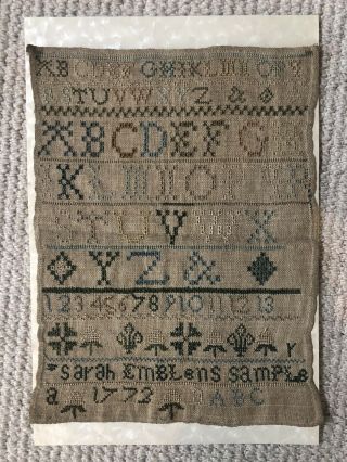 Old Antique Sampler Alphabet 18th Century Sample Needlework Georgian Embroidery