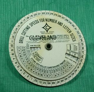 Vintage 1935 Cleveland Gauge Drill Cutting Speeds Numbers Letters Fraction Size