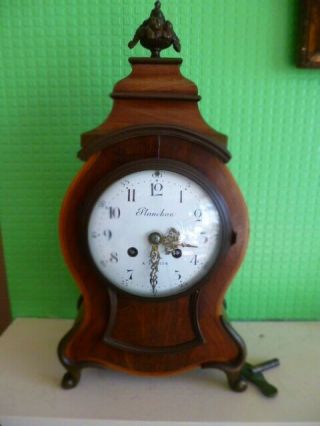 Antique French Mahogany Mantle Clock By S.  Marti