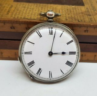 Antique Solid Silver White Dial Fob Pocket Watch