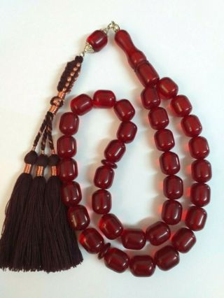 Unique Amber Rosary Cherry Bakelite Islamic Prayer 33 Beads بكلايت
