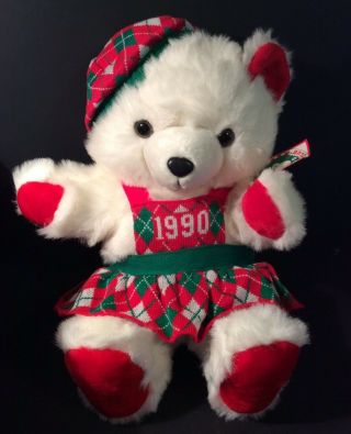 Christmas Plush Teddy Bear Vintage 1990 Kmart W/tags