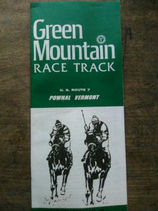 Green Mountain Race Park Horse Racing Program Sept 7,  1970 Pownal,  Vt