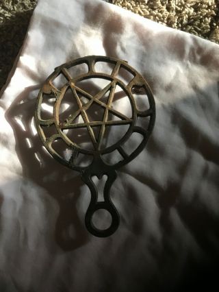 Vintage Cast Iron Trivet With 5 Point Star