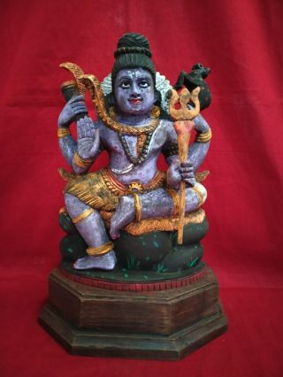 Vintage Hindu God Shiva 12 " Handcarved Statue Siva Figurine Sculpture Murti Idol