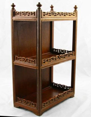 Antique Asian Chinese Carved Hardwood Wall Shelf Table Shelf 15 "