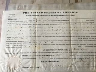 Antique Alabama Land Deed 1841 Signed By President Tyler Secretary