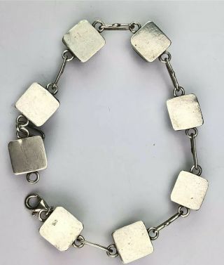 Vintage Sterling Silver 925 LARIMAR Square Link Chain Bracelet 7.  5” 3