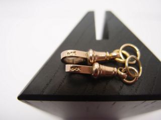 Two Antique Victorian Hm 9ct Gold Dog Clips Hm Jump Rings For Albert Chain 4.  1g
