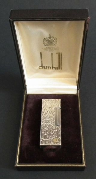 Good Boxed Silver Plated Dunhill Butane Cigarette / Cigar Lighter