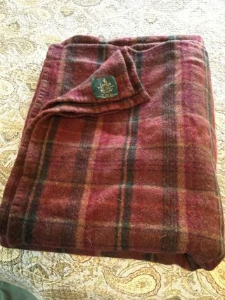 Vintage Ralph Lauren 100 Wool Plaid Blanket Green Label