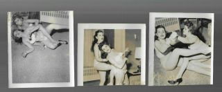 Vintage Risque Pinup Photos 3 Bw Two Women Fighting In Apt 1950s Photos Clipped