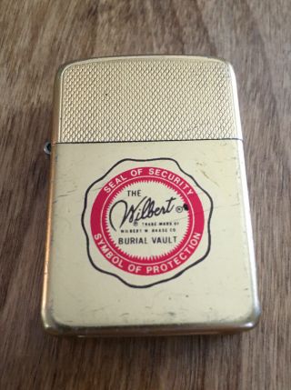 Vintage Gold Tone Full Size Lighter.  The Wilbert Burial Vault Blairsville Pa
