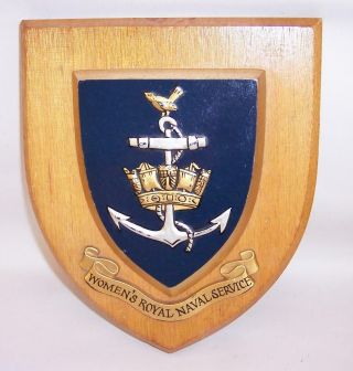Vintage Wooden Wall Plaque Shield Womens Royal Naval Service British Maritime